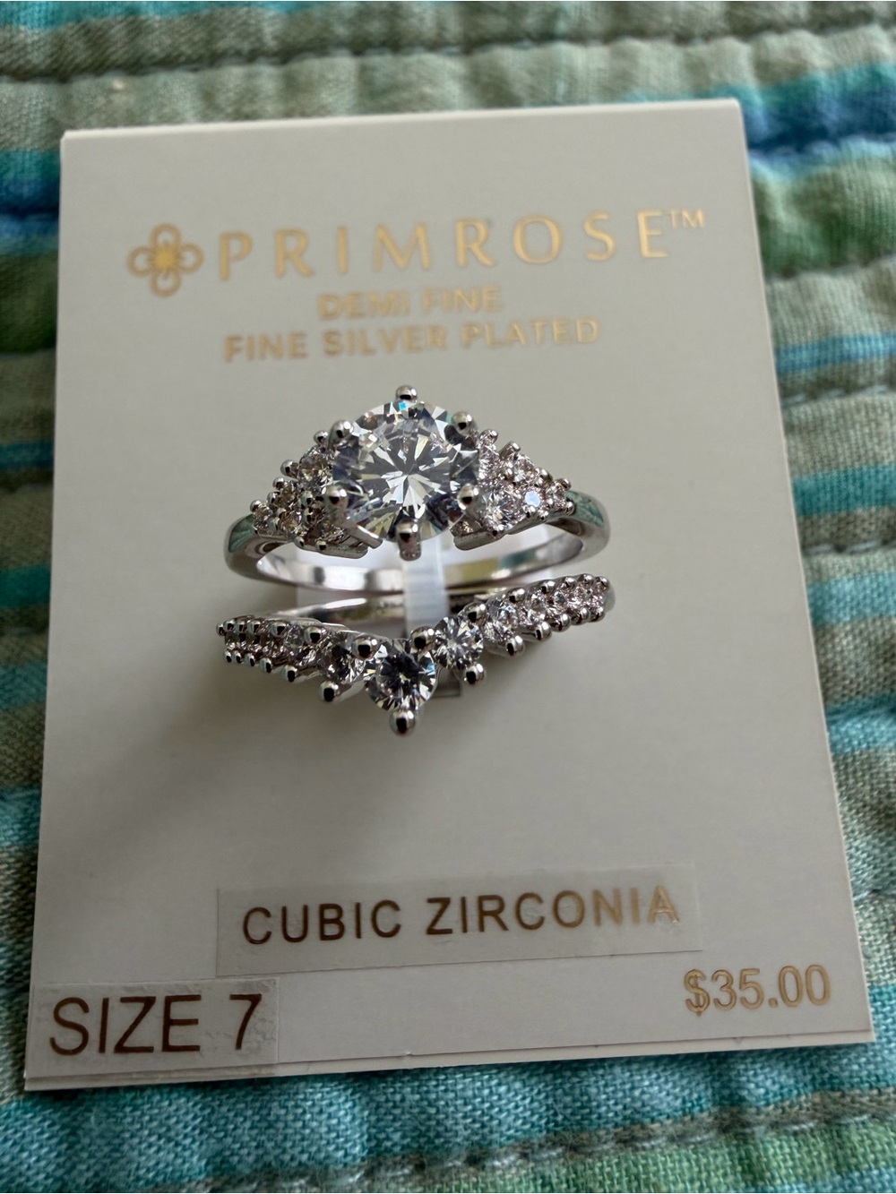 Premier Silver-Tone Cubic Zirconia Bridal Ring Set